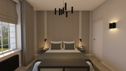 Luxe, interieur, hotel chique, master bedroom, walk in closet, ontwerp