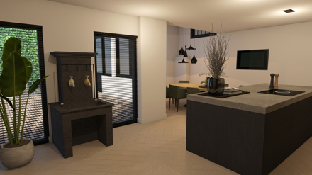 modern,klassiek,woonhuis,3d,interieur