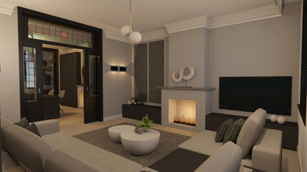 modern,klassiek,woonhuis,3d,interieur